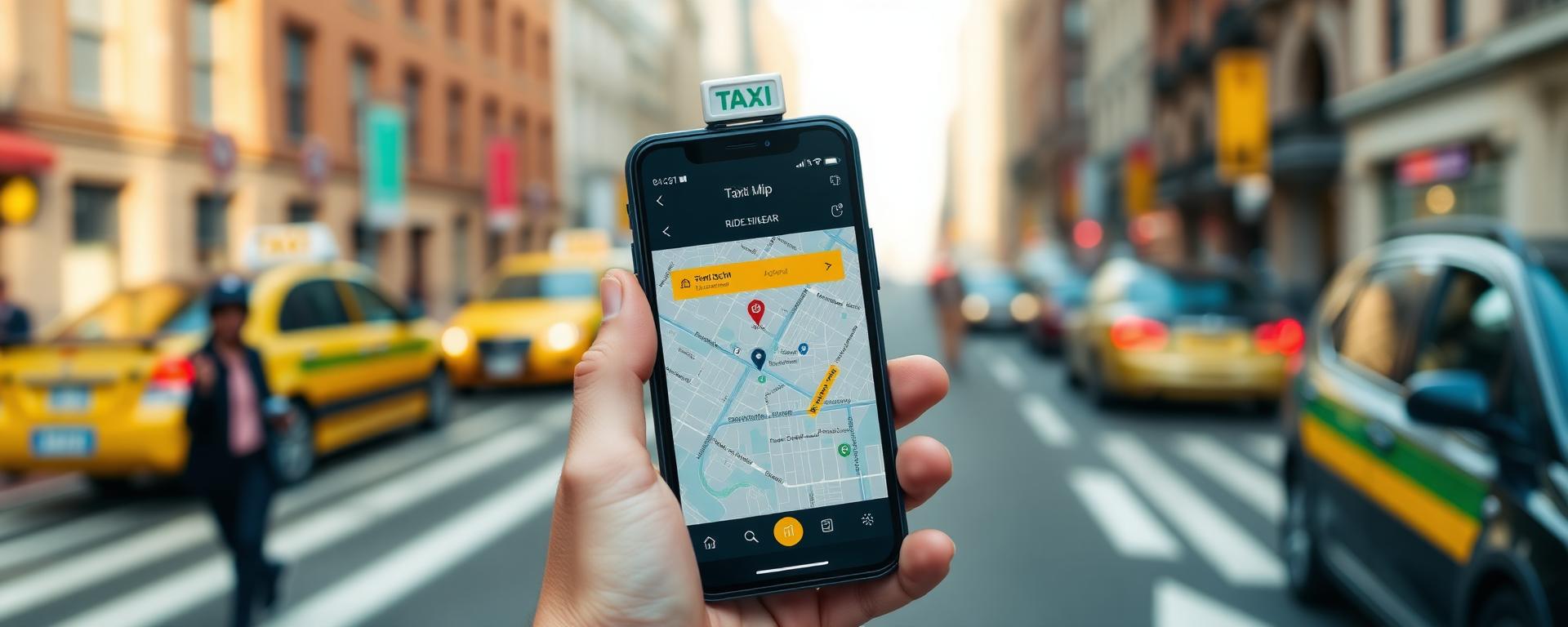 Branded passenger app showing live map, pickup location and book ride button