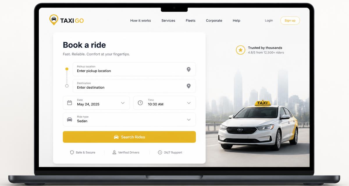 Taxi Web Booker journey capture screen