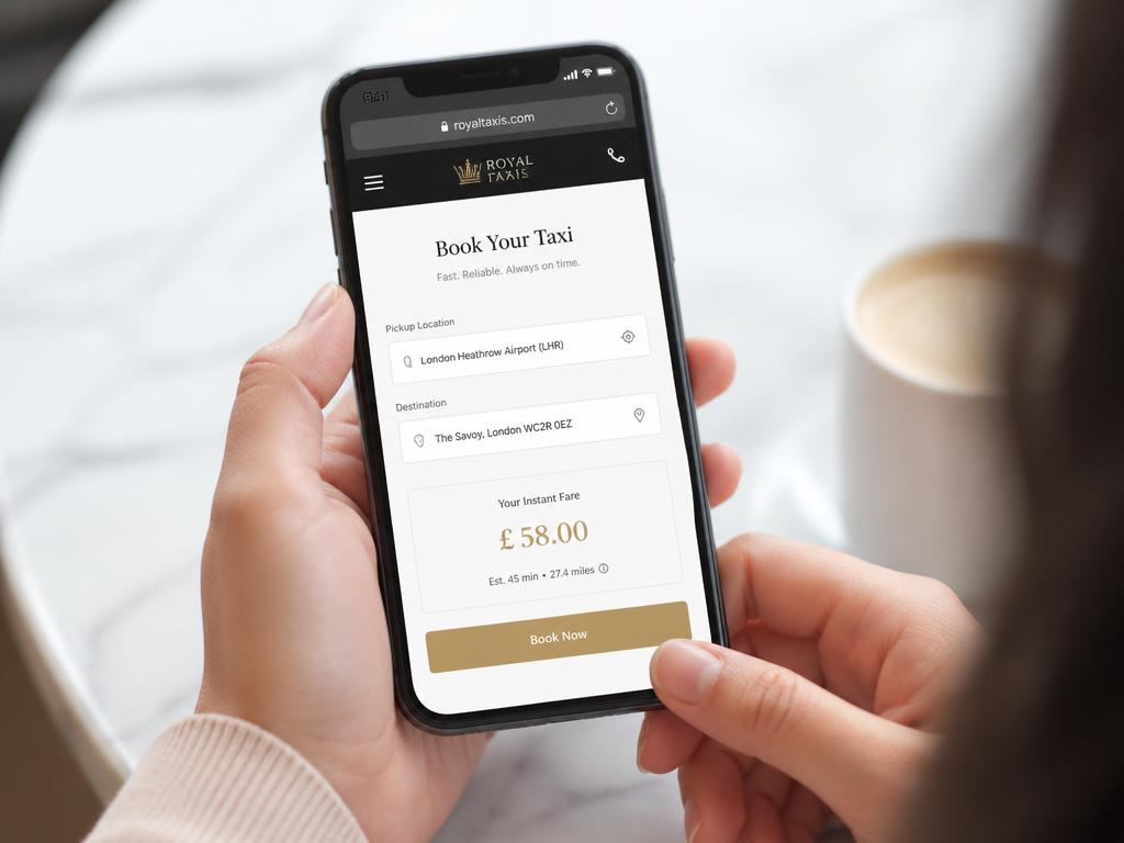 Passenger booking a taxi on a mobile web booker with an instant fare quote