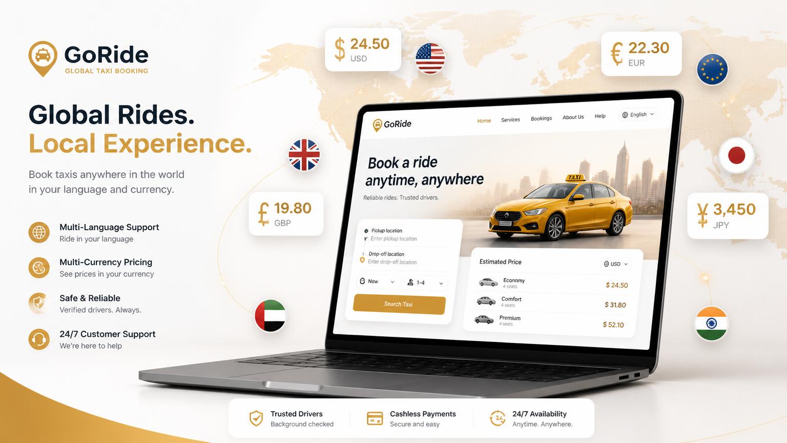 Multi-Currency & Multi-Language Taxi Booking Websites: The $1,299 Global Plan Explained