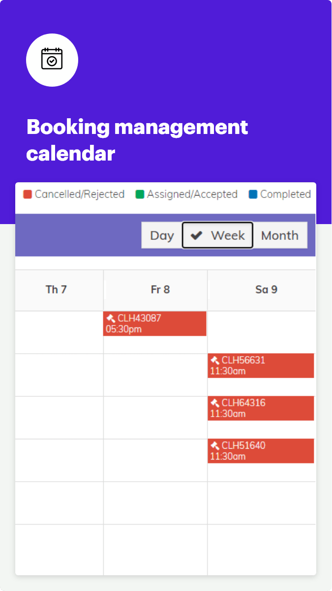 Taxi Booking Management Calendar 1 booking managemet calendar