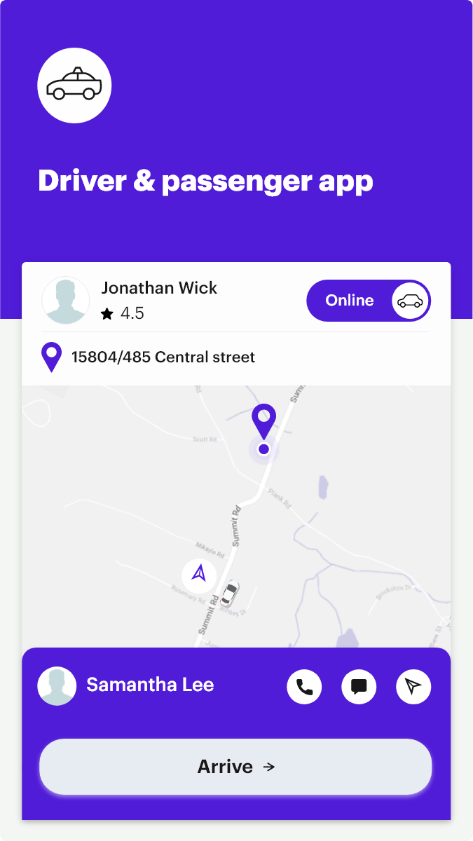 Ride Share App 1 driver passenger 1